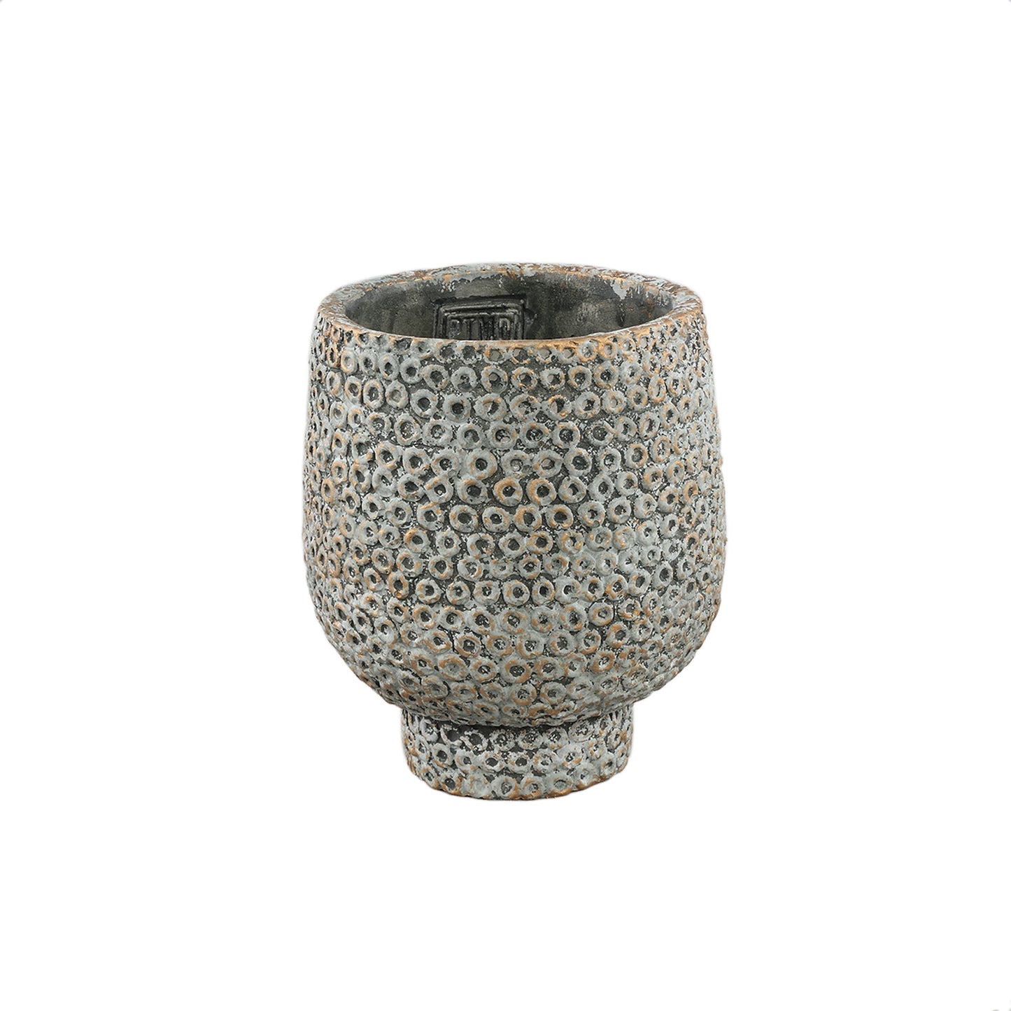 Laim Grijze Cement Ronde Pot Met Stippenpatroon XS - Set van 12 14x12x12 cm