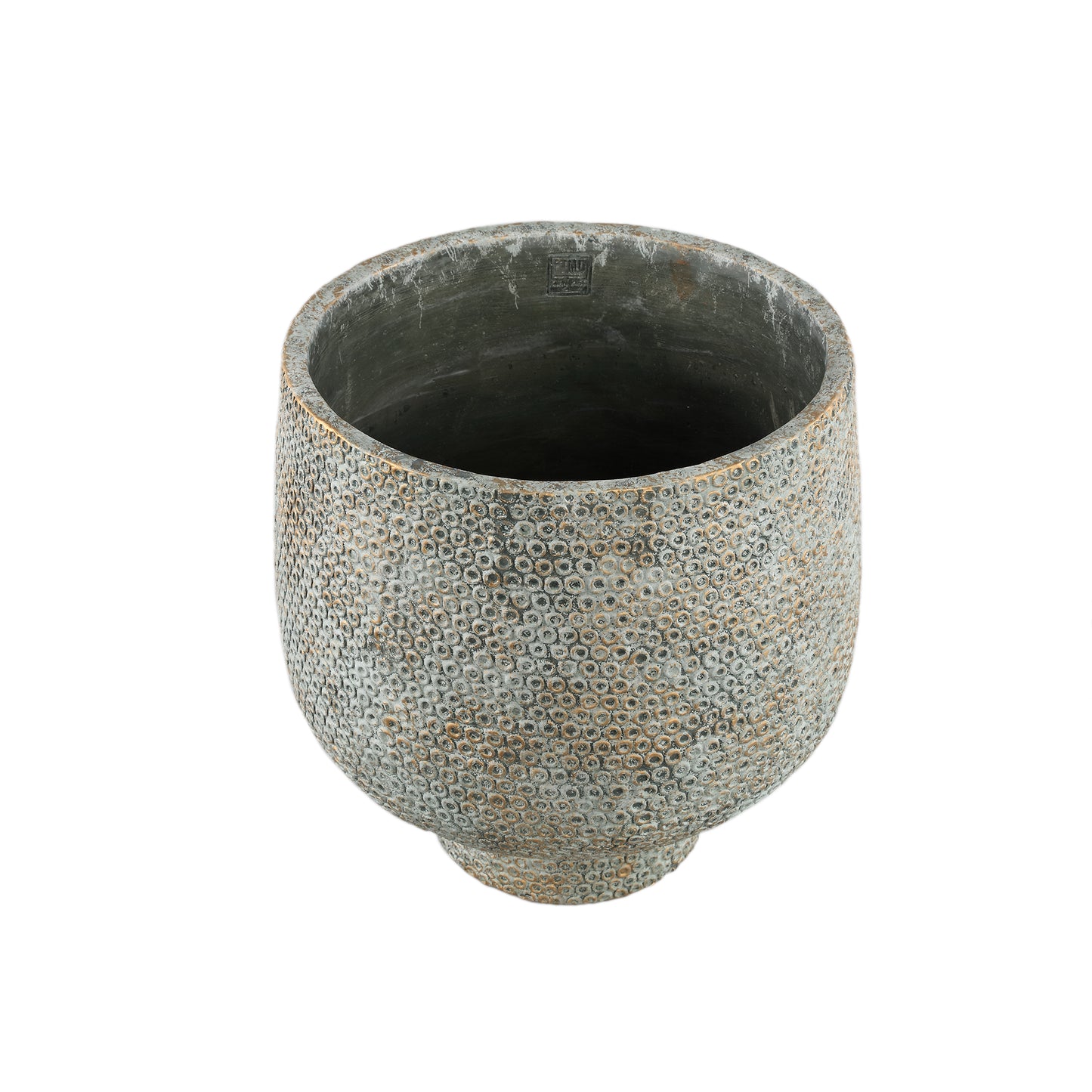 Laim Grey Cement Round Pot Dots Pattern On Base XL