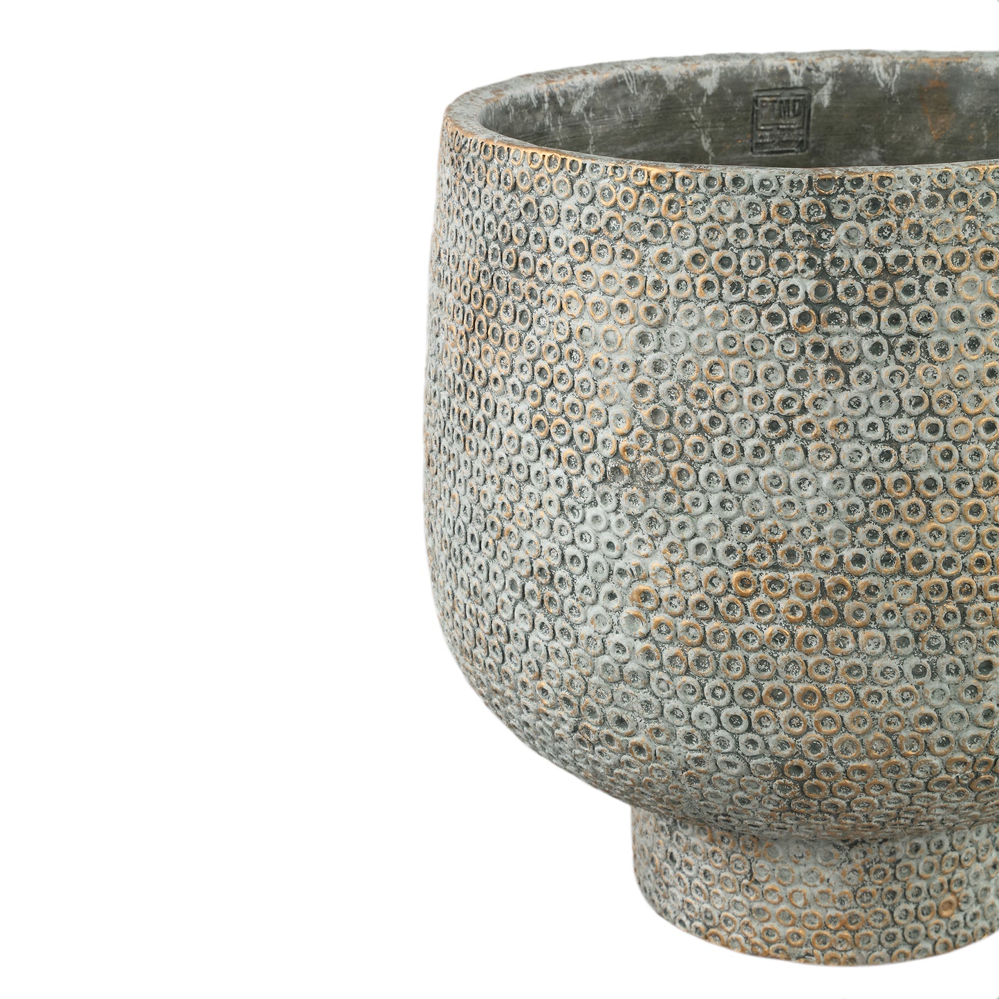 Laim Grey Cement Round Pot Dots Pattern Base XXL