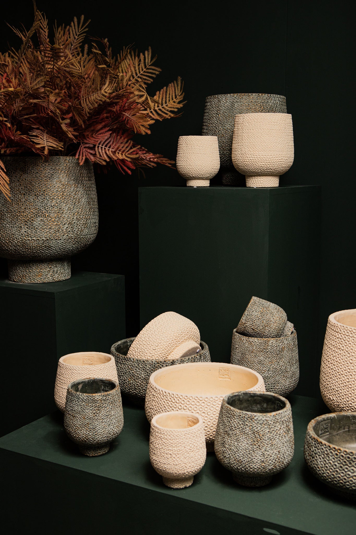 Laim Grey Cement Round Bowl Dots Pattern S