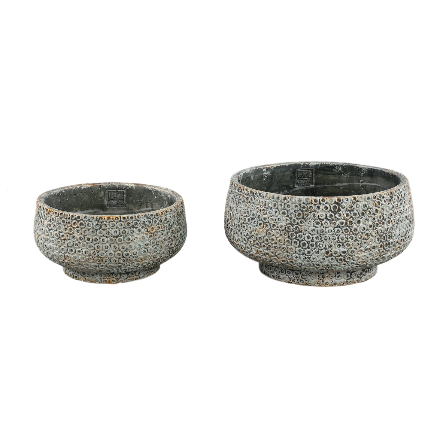 Laim Grey Cement Round Bowl Dots Pattern L