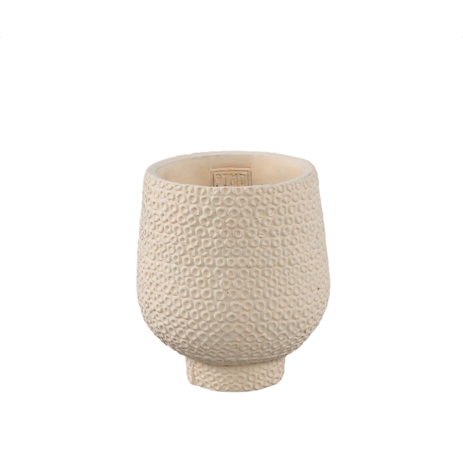 Laim Crème Cement Ronde Pot Met Stippenpatroon Set Van 12 Stuks - 12 Sets 16x14x14 cm