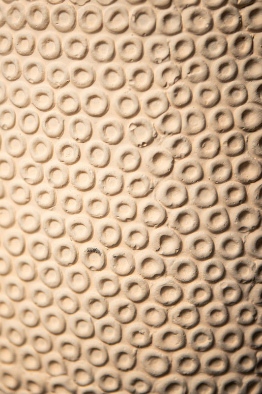 Laim Cream Cement Round Pot Dots Pattern On Base L