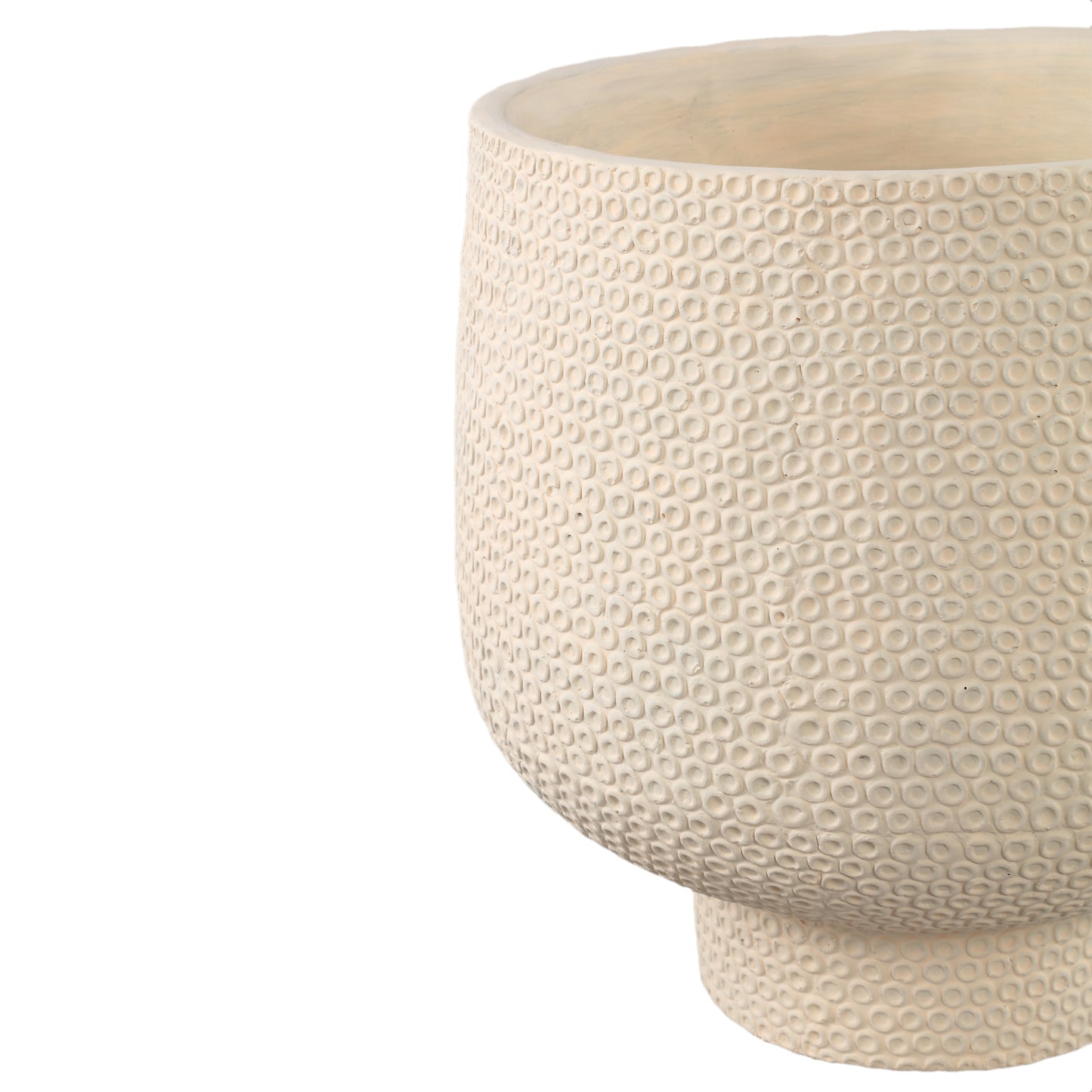 Laim Cream Cement Round Pot Dots Pattern On Base L