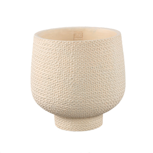 Laim Cream Cement Ronde Pot Met Stippenpatroon XL 30x30x30 cm