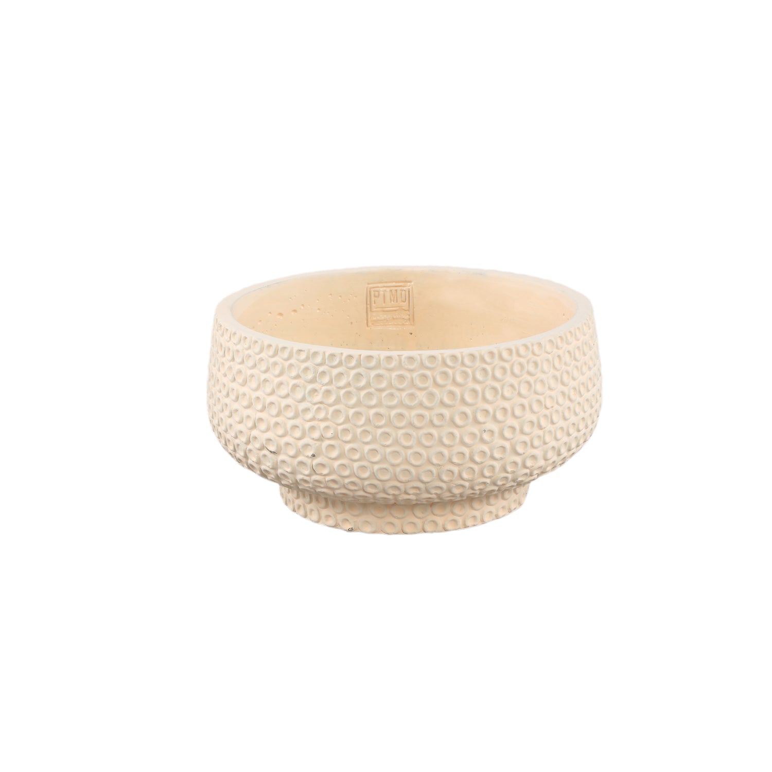 Laim Crème Cement Schaal Rond Met Stippenpatroon Set van 8 - 8 Sets 12x25x25 cm