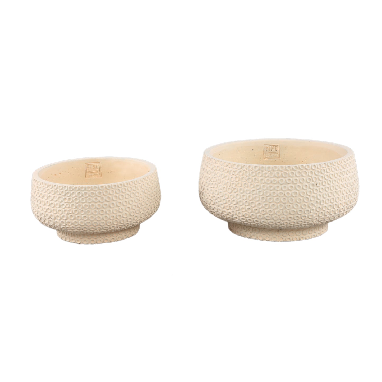 Laim Cream Cement Round Bowl Dots Pattern L