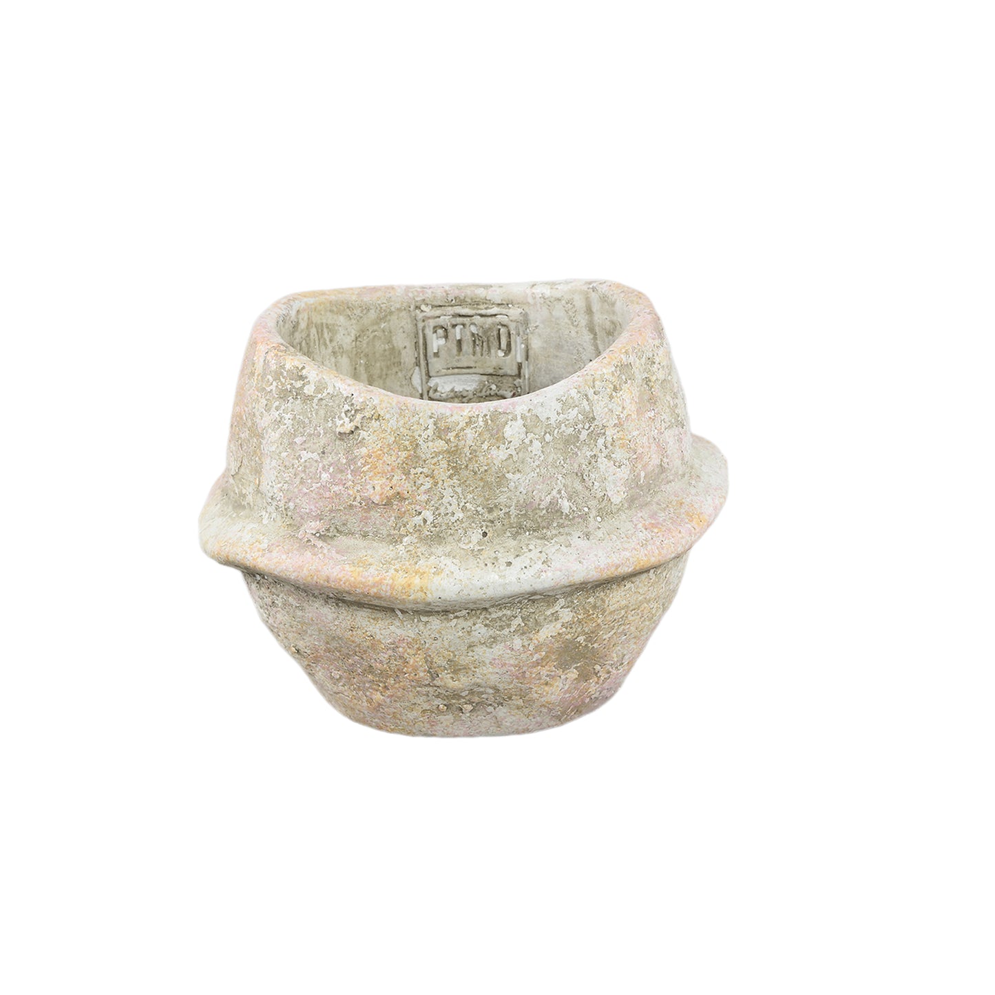 Haania Beige Cement Ronde Pot Met Middenlijn S - Set van 12 9x12x12 cm