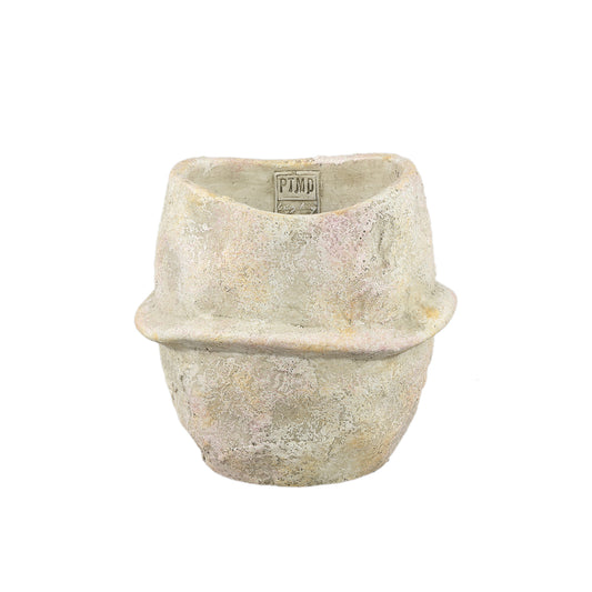 Haania Beige Cement Ronde Pot Met Middellijn L - Set van 6 19x20x20 cm