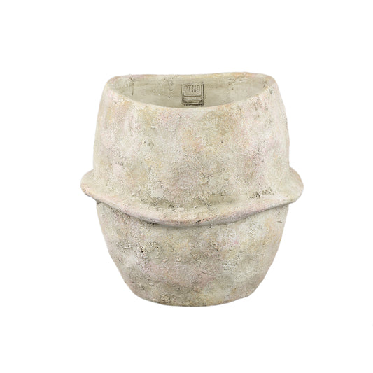Haania Beige Cement Ronde Pot Met Middellijn XL 30x30x30 cm
