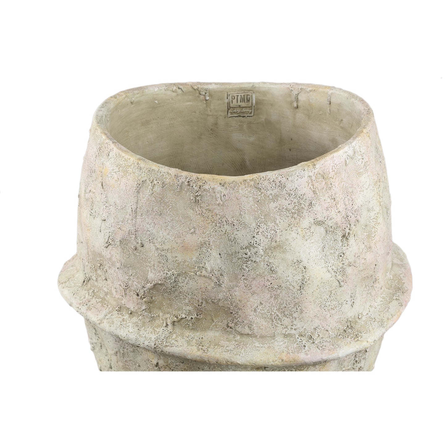 Haania Beige Cement Round Pot With Middle Line XXL