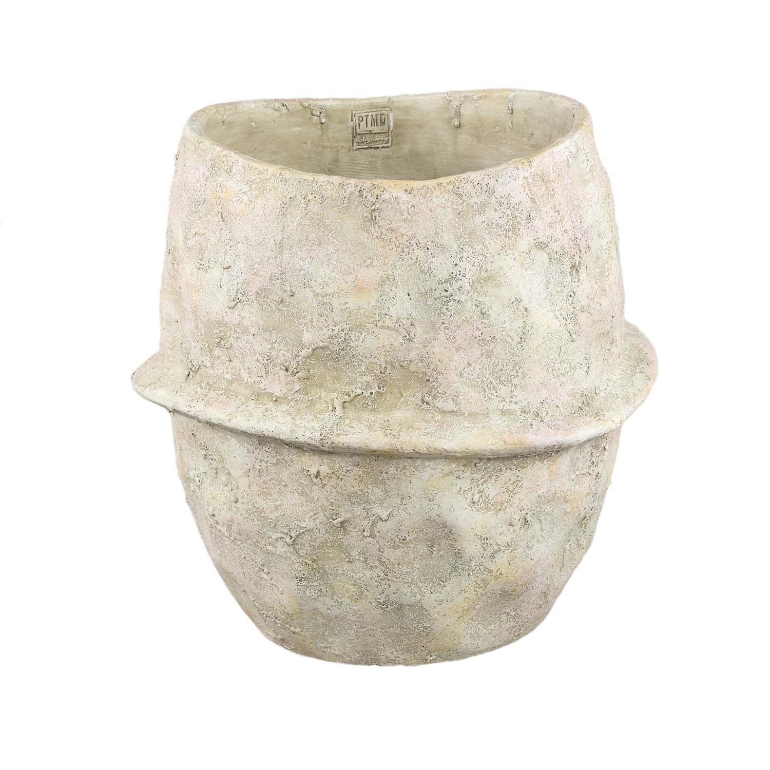 Haania Beige Cement Ronde Pot Met Middellijn XXL 40x40x40 cm
