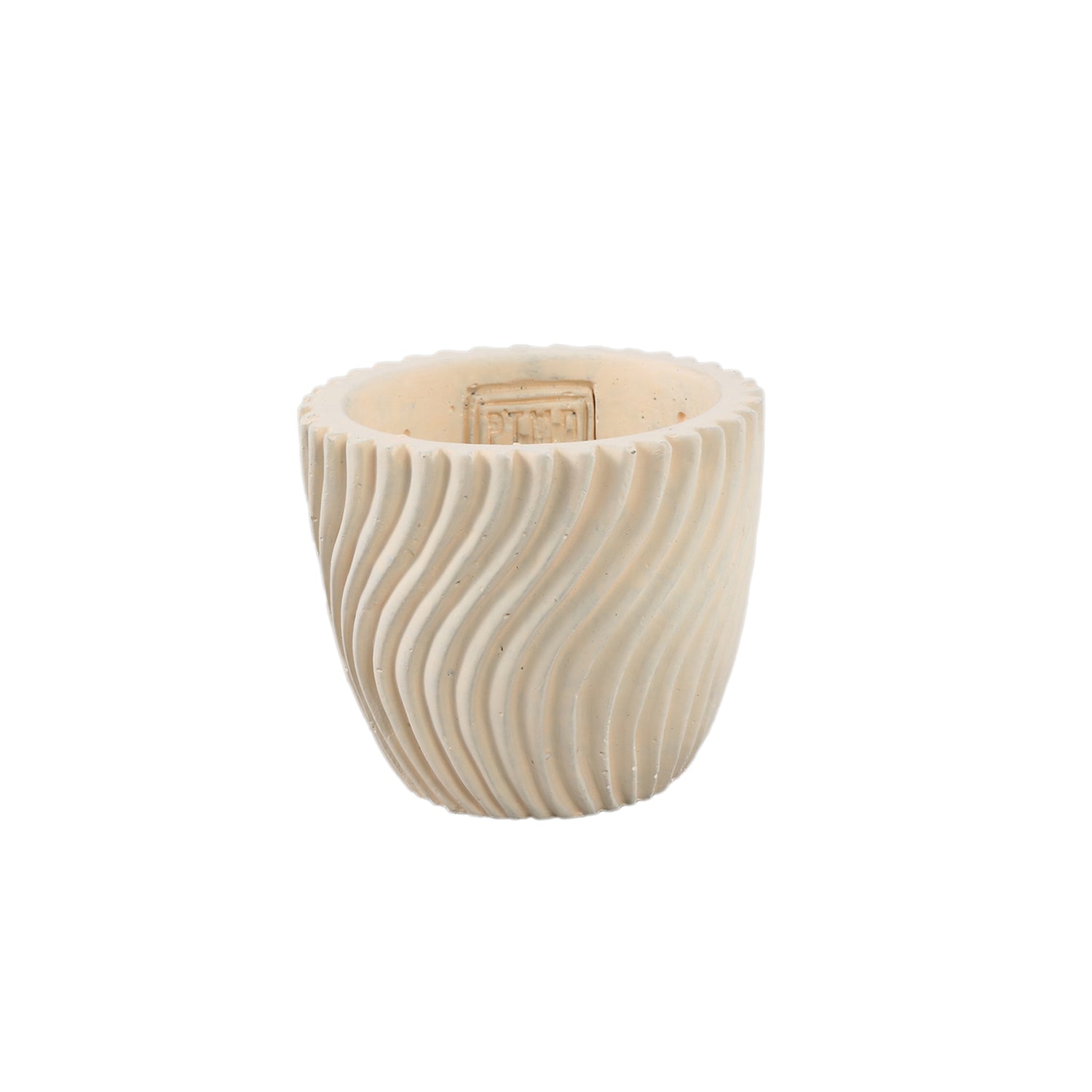 Lianna Crème Cement Ronde Pot Lijnpatroon XS Set van 12 Stuks - 12 Sets 8x9x9 cm