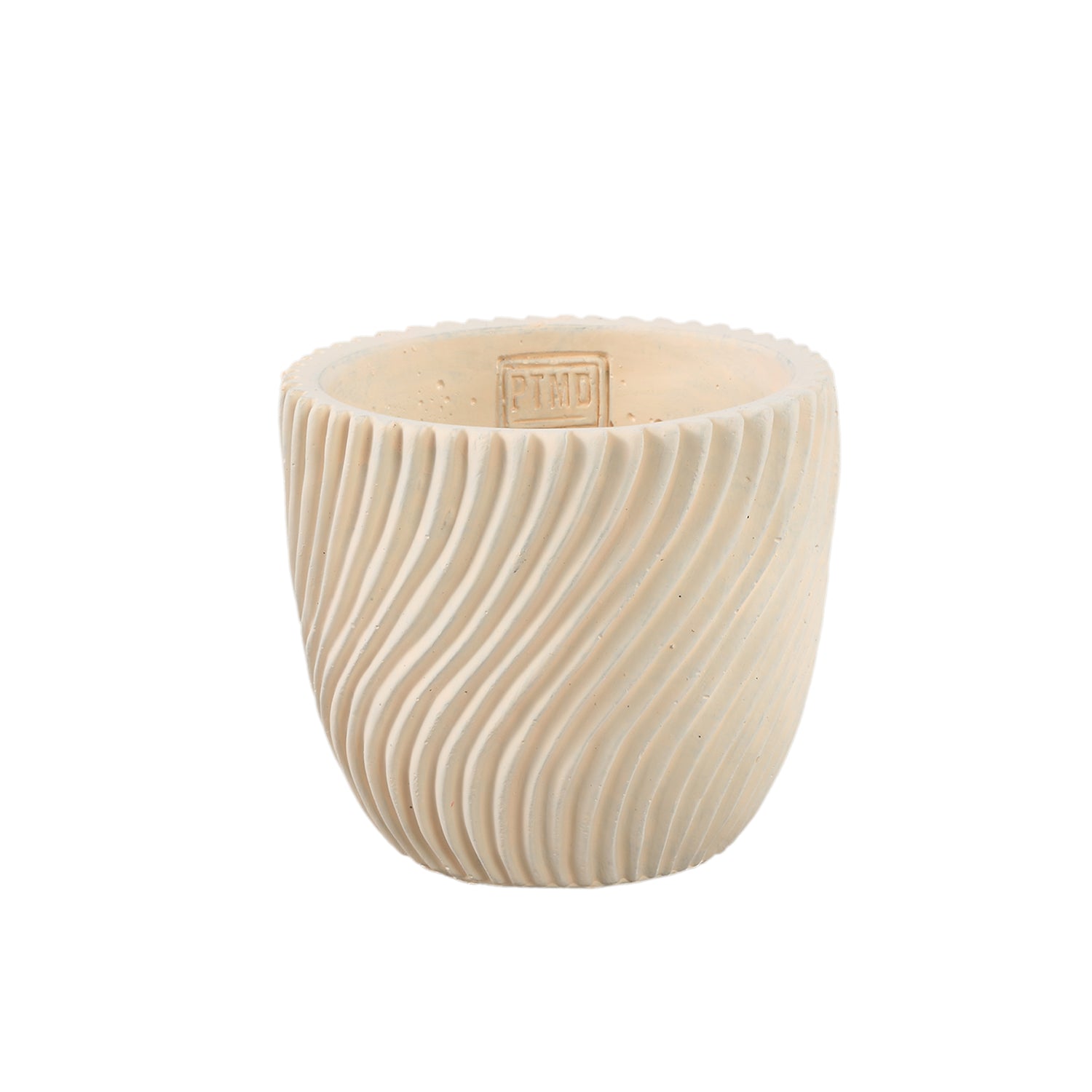 Lianna Crème Cement Ronde Pot Lijnpatroon M - Set van 12 13x15x15 cm