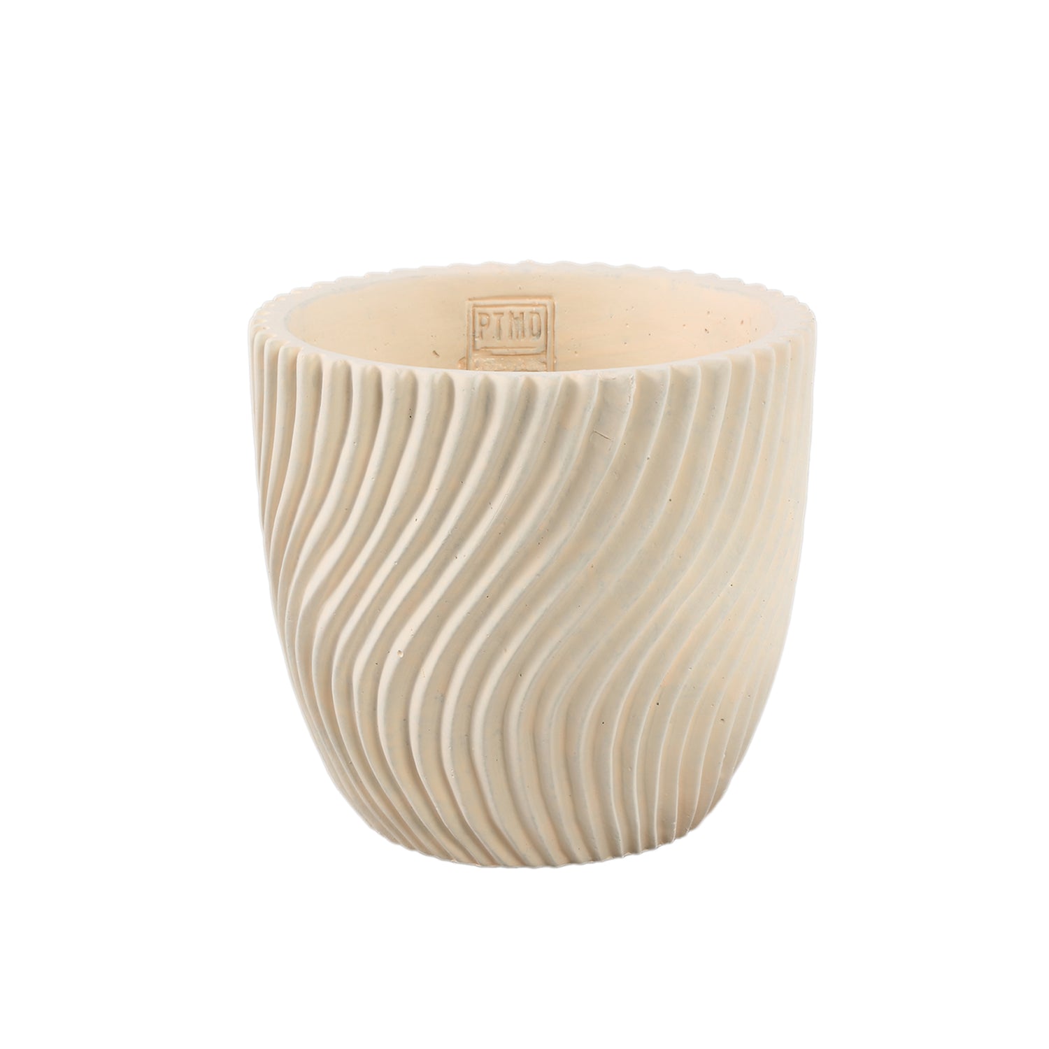 Lianna Crème Cement Ronde Pot Lijnpatroon Set van 6 - 6 Sets 18x19x19 cm