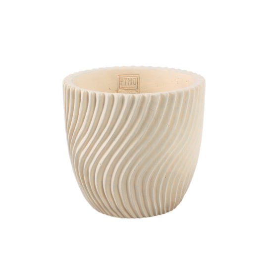 Lianna Crème Cement Ronde Pot Lijnpatroon Set van 6 - 6 Sets 18x19x19 cm