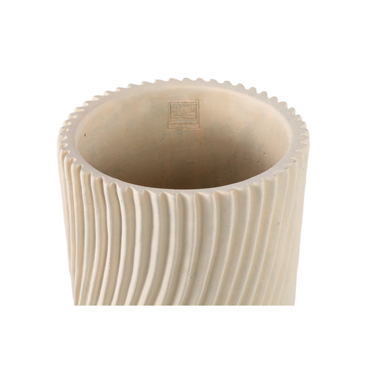Lianna Cream Cement Round Pot Line Pattern XL