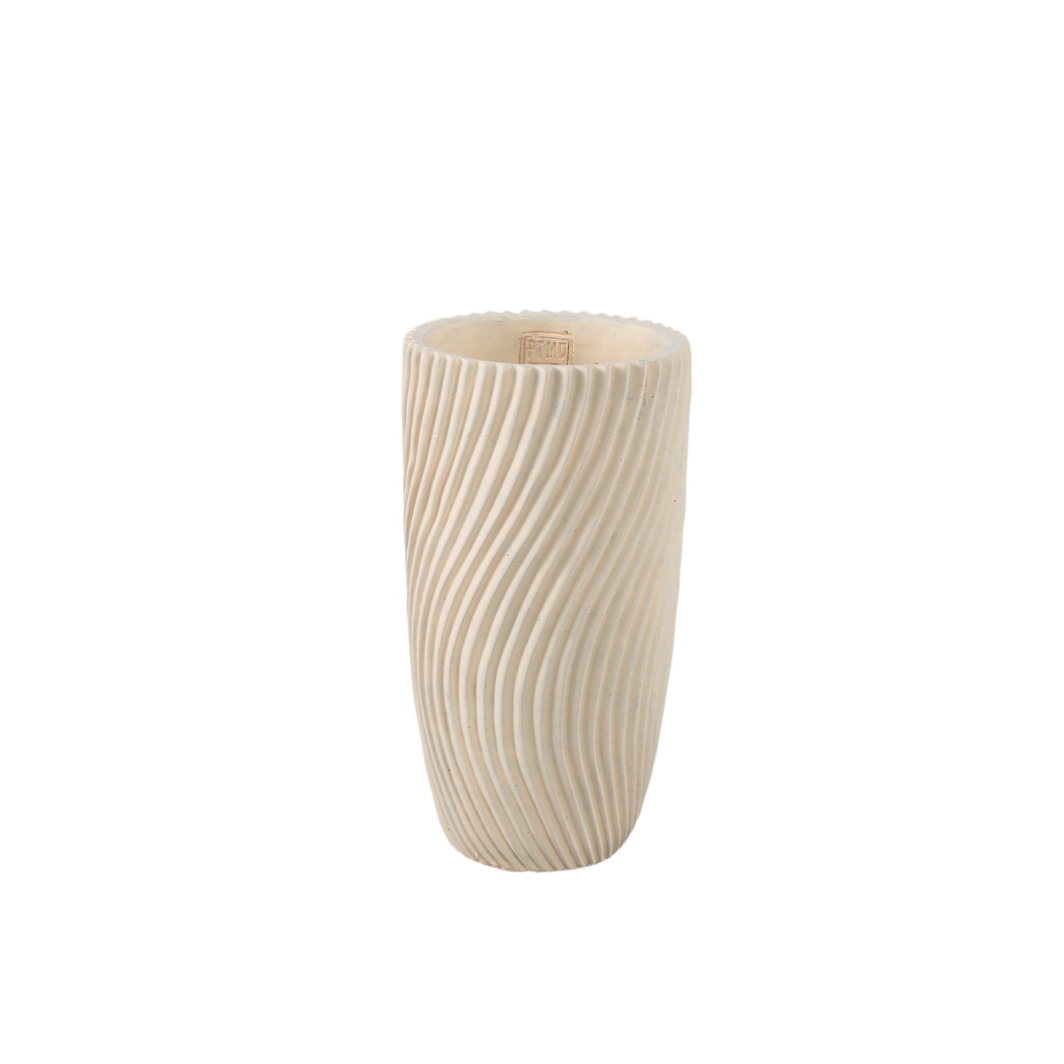 Lianna Creme Cement Ronde Vaas Lijnpatroon Set van 4 Stuks - 4 Sets 30x16x16 cm