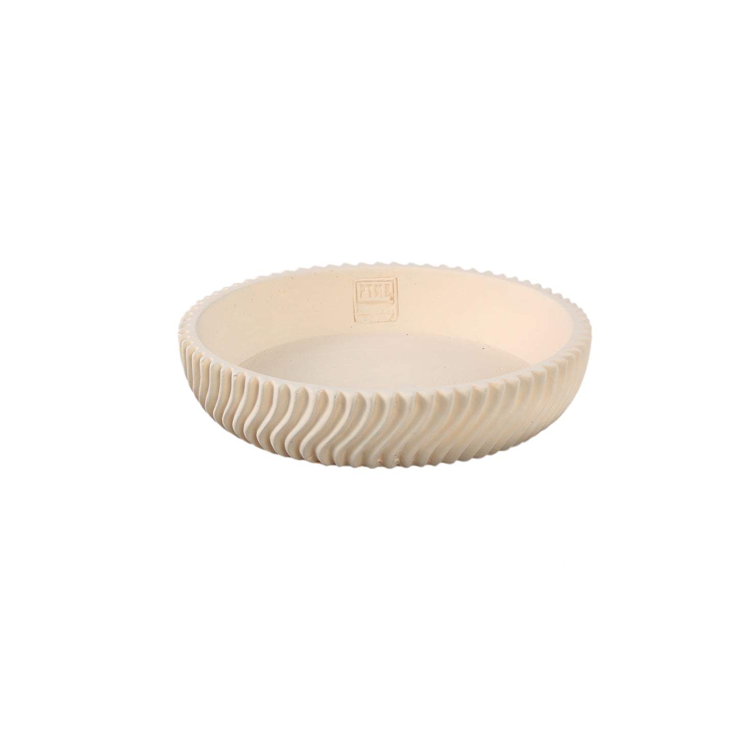 Lianna Crème Cement Schaal Rond Met Lijnenpatroon Set Van 8 Stuks - 8 Sets 6x27x27 cm