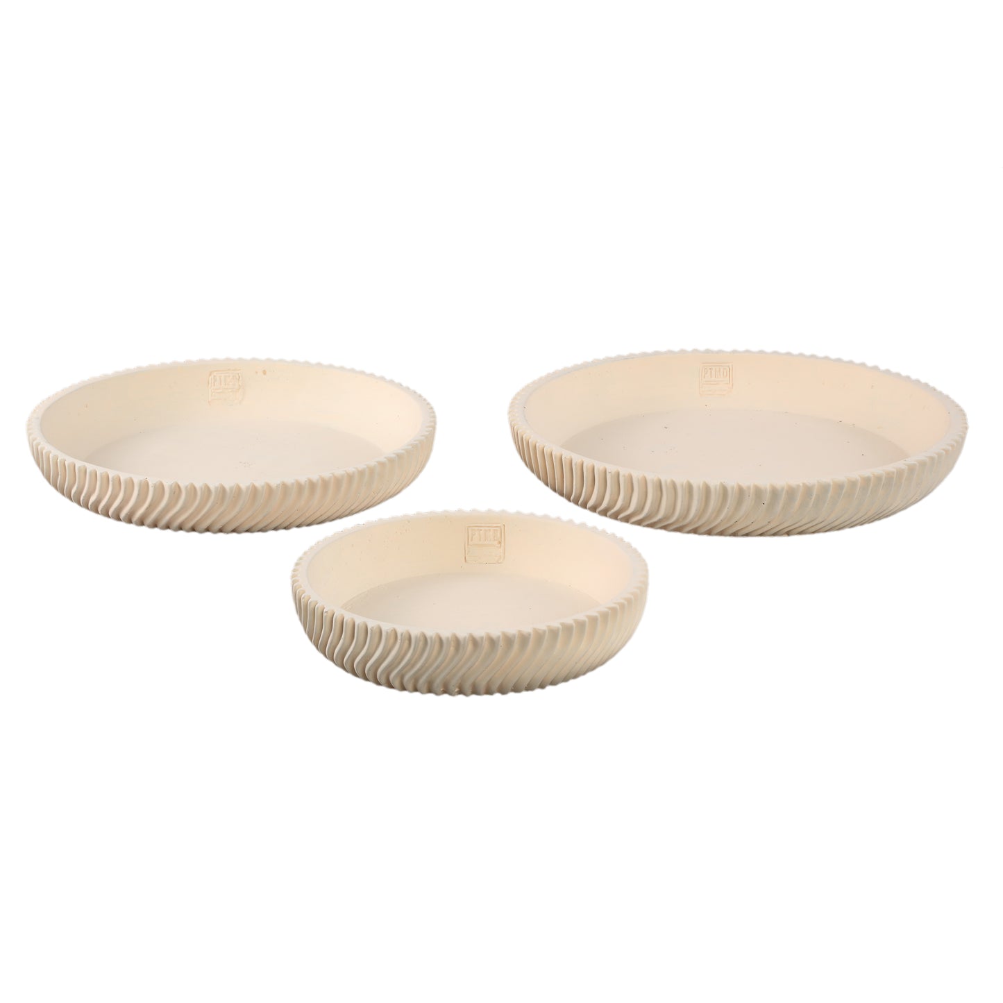 Lianna Cream Cement Round Bowl With Line Pattern M