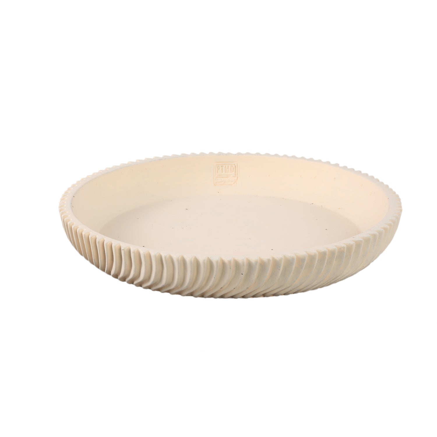 Lianna Crème Cement Ronde Schaal Met Lijnenpatroon Set Van 4 - 4 Sets 6x40x40 cm