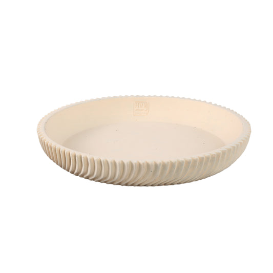 Lianna Crème Cement Ronde Schaal Met Lijnenpatroon Set Van 4 - 4 Sets 6x40x40 cm
