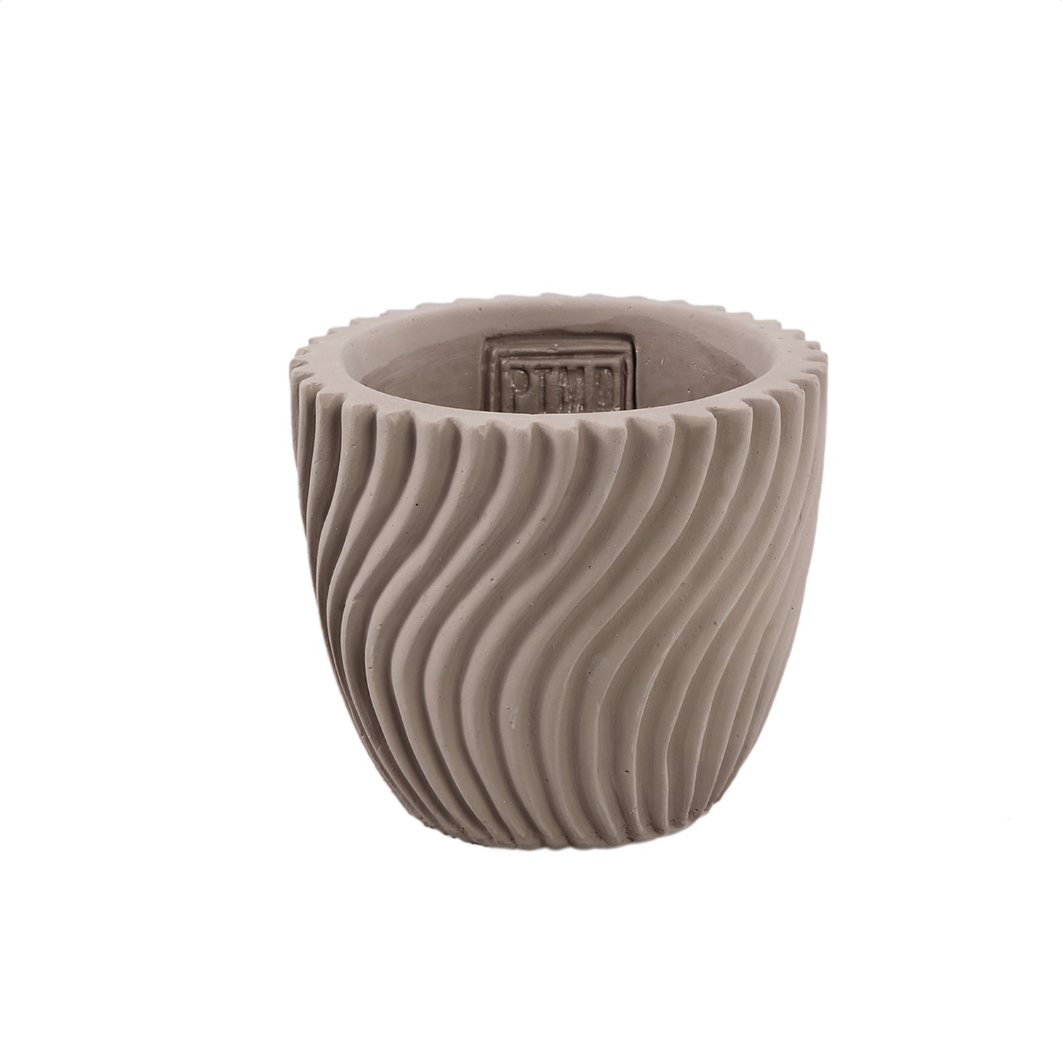 Lianna Beige Cement Ronde Pot Lijnpatroon XS - Set van 12 8x9x9 cm