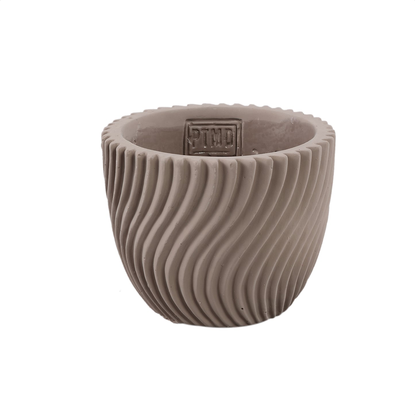 Lianna Beige Cement Ronde Pot Lijnpatroon S Set van 12 Stuks - 12 Sets 9.5x12x12 cm
