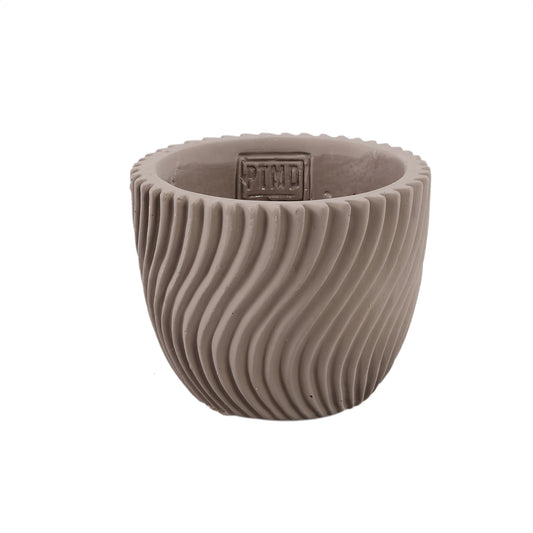 Lianna Beige Cement Ronde Pot Lijnpatroon S Set van 12 Stuks - 12 Sets 9.5x12x12 cm