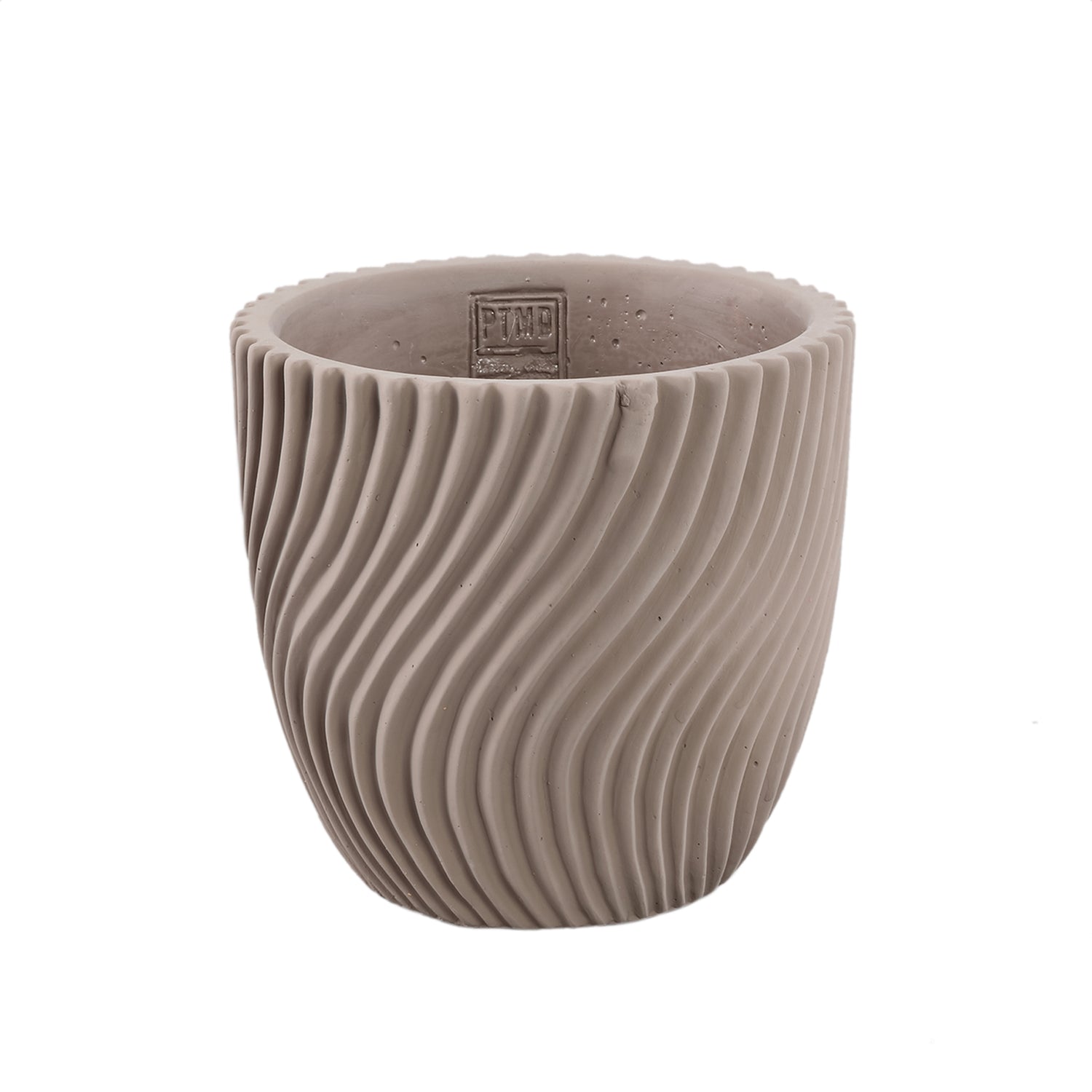 Lianna Beige Cement Ronde Pot Lijnpatroon L - Set van 6 18x19x19 cm