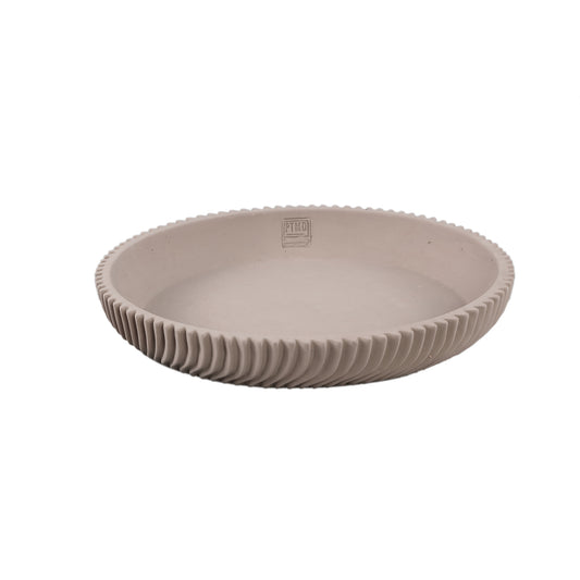 Lianna Beige Cement Ronde Schaal Set van 4 Met Lijnpatroon - 4 Sets 6x40x40 cm