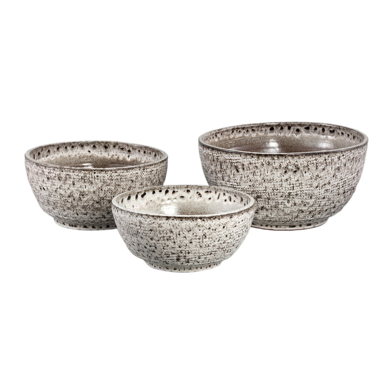 Elana White Round Ceramic Bowl With Grey Pattern M