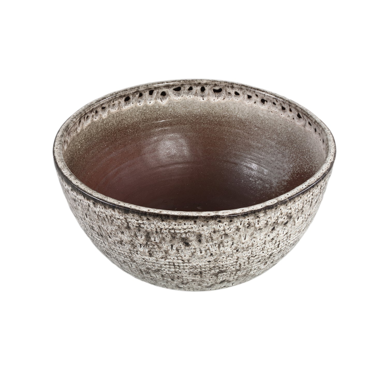 Elana White Round Ceramic Bowl With Grey Pattern M
