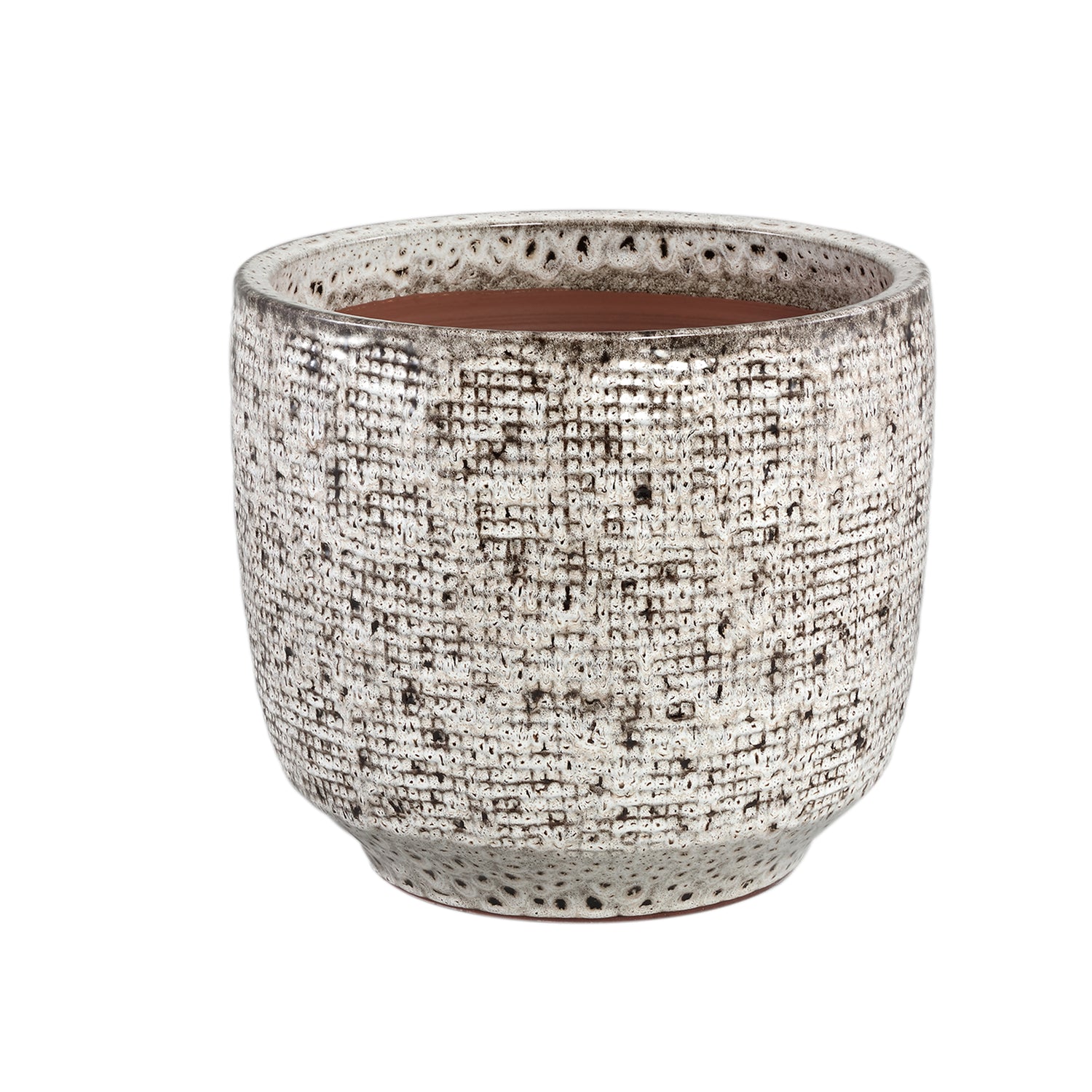 Elana Witte Ronde Keramische Pot Met Grijs Patroon XL 35x39x39 cm