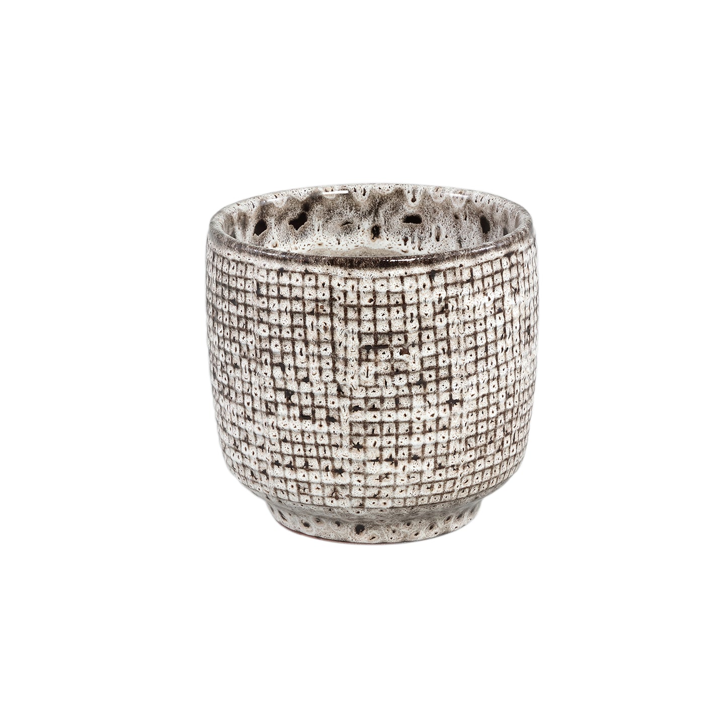 Elana Wit Keramische Pot Met Grijs Patroon Set Van 4 Stuks M - 4 Sets 18.5x19.5x19.5 cm