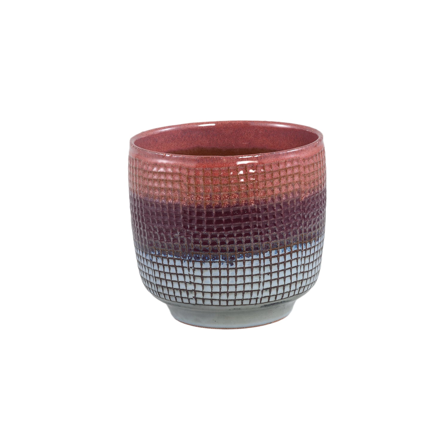 Elana Paarse Ronde Keramische Pot Ombre-Patroon M Set van 4 - 4 Sets 18.5x19.5x19.5 cm