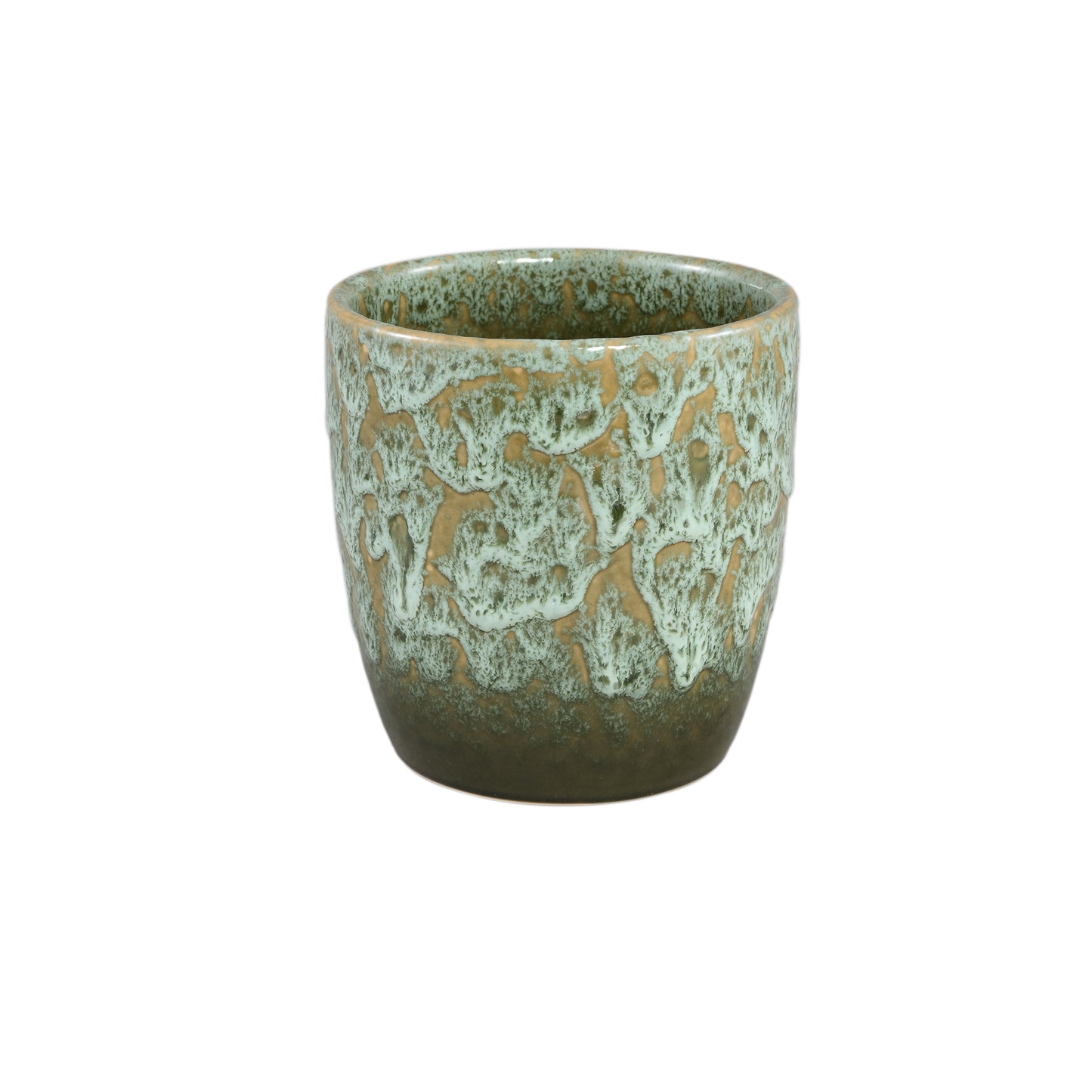 Braxton Donkergroen Glazed Keramische Pot L – Set van 4 - 4 Sets 16x15.5x15.5 cm