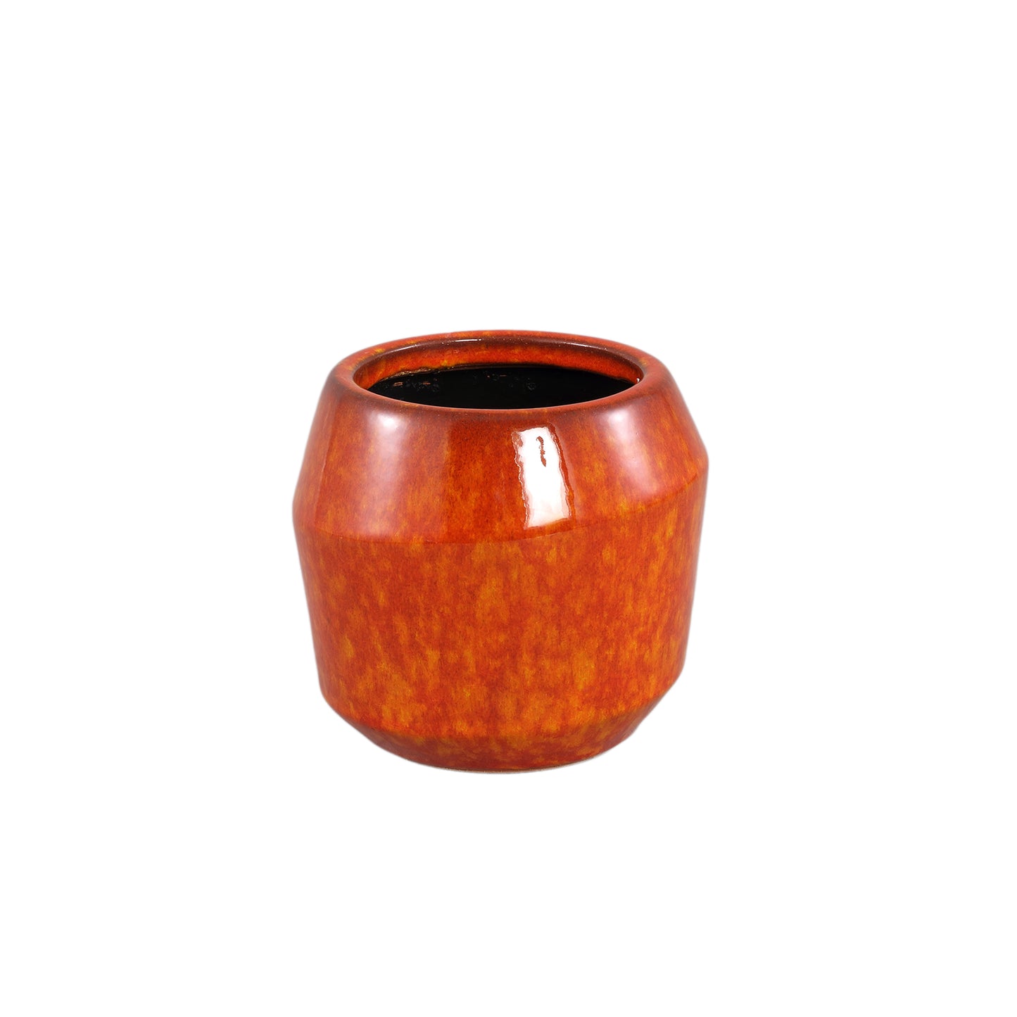 Portian Oranje Glazuurde Keramische Pot M – Set van 8 Stuks - 8 Sets 14x15.5x15.5 cm