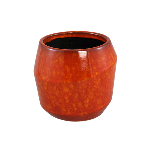 Portian Oranje Glazuurde Keramische Pot L – Set van 6 Stuks - 6 Sets 16x17.5x17.5 cm