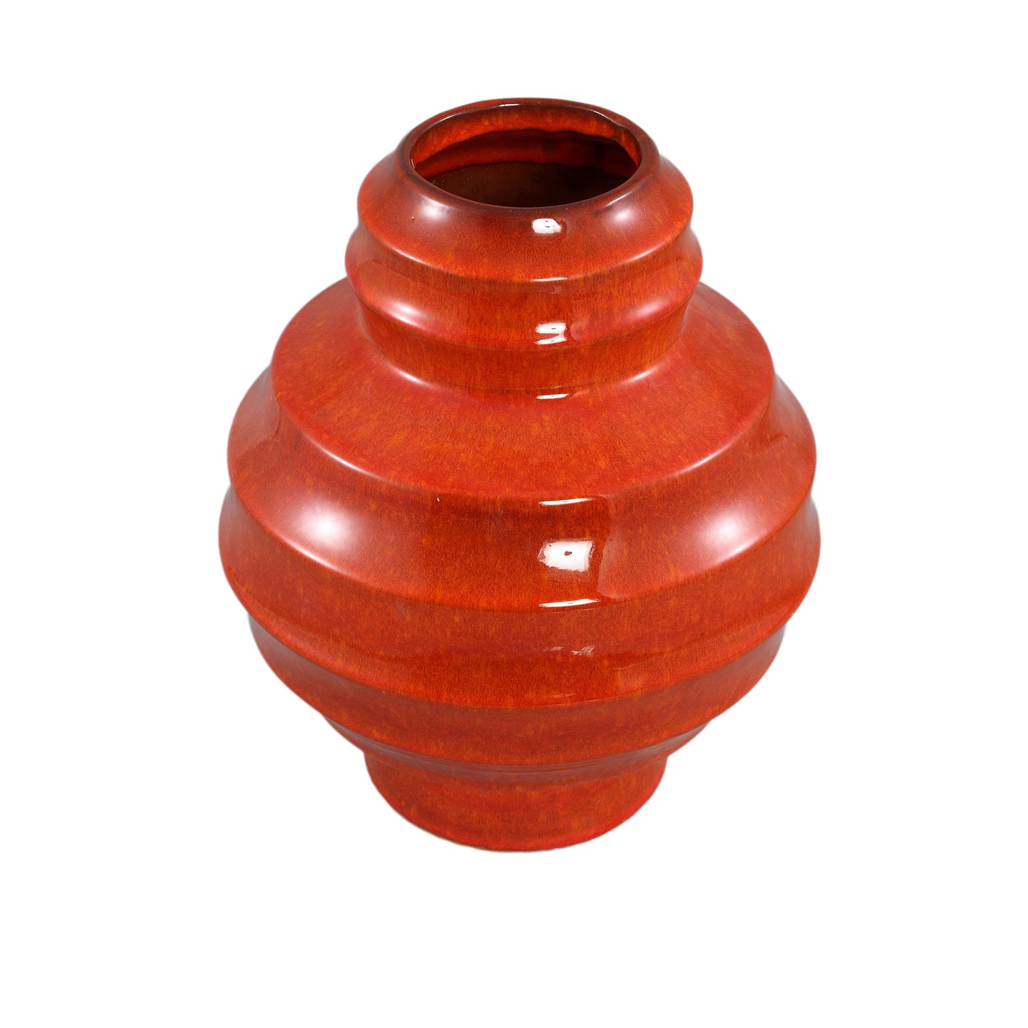 Portian Orange Glazed Ceramic Vase Layered L