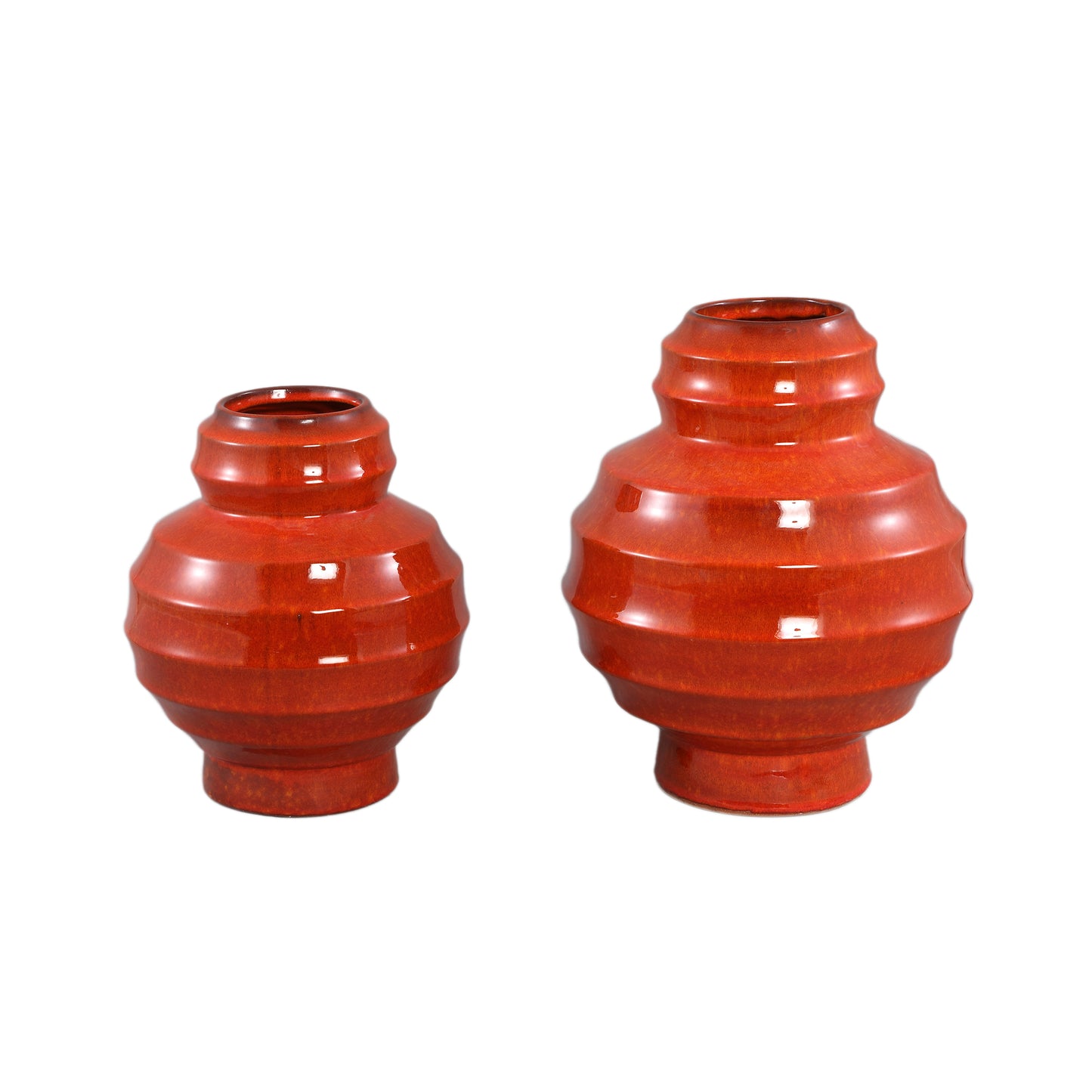 Portian Orange Glazed Ceramic Vase Layered S