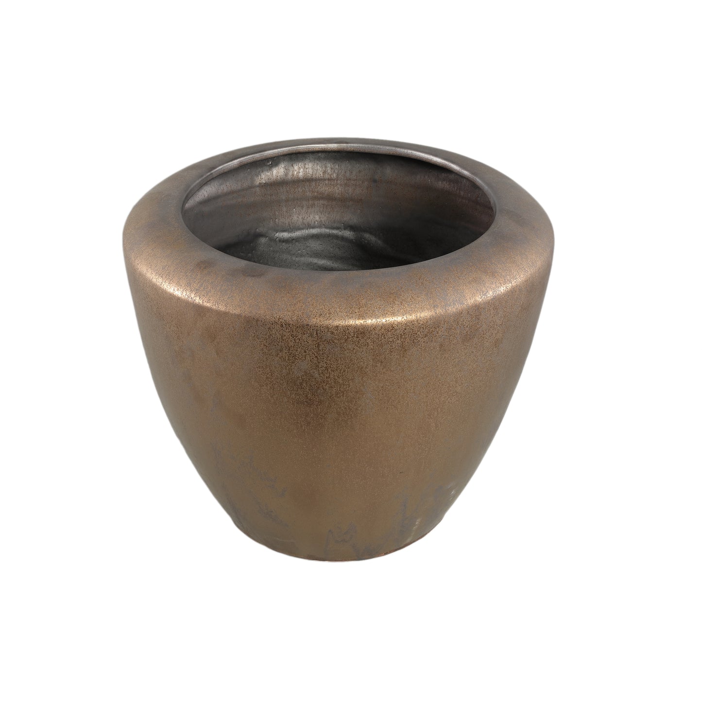 Kyleigh Bronze Round Ceramic Pot Smooth Low XL