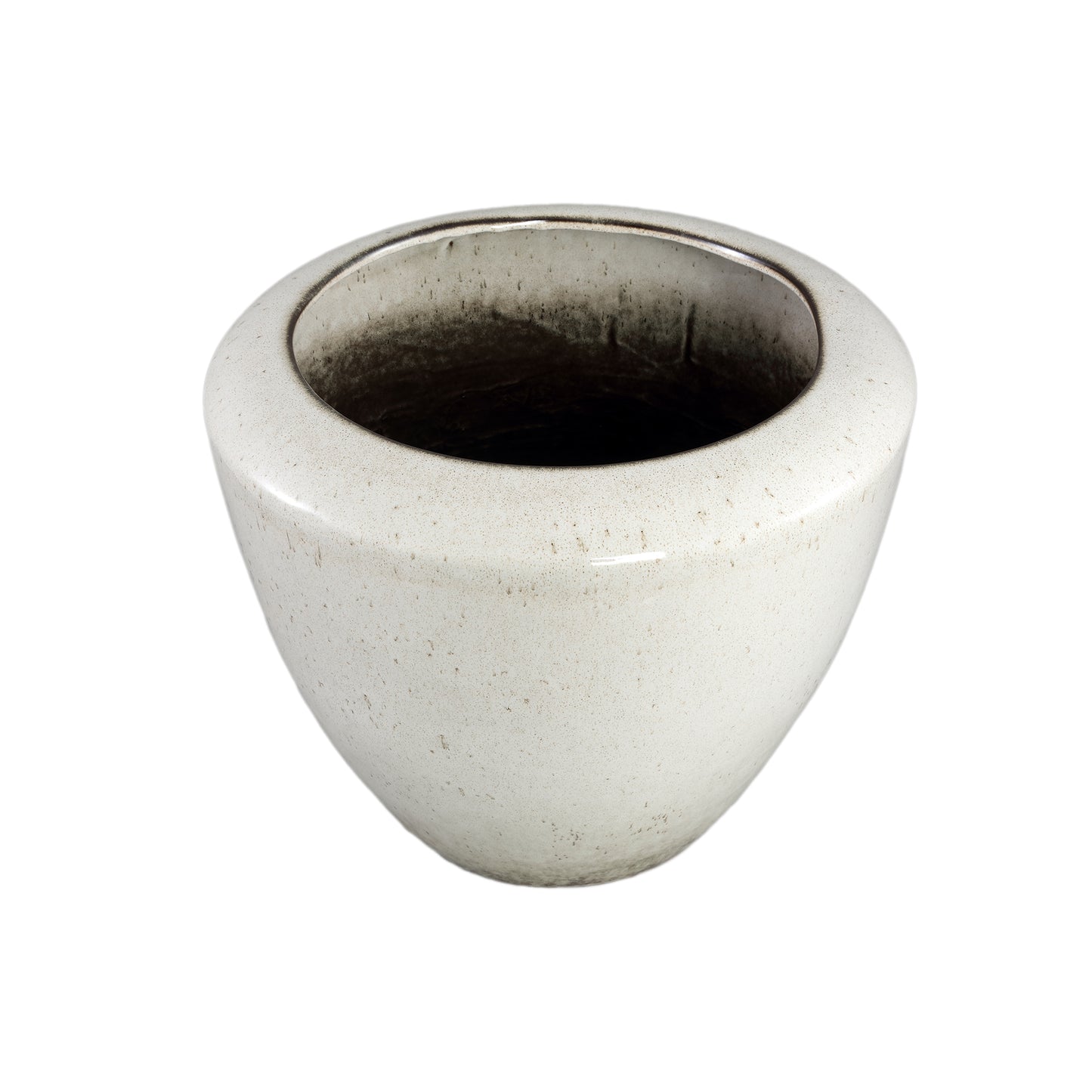 Kyleigh Beige Round Ceramic Pot Smooth Low XL