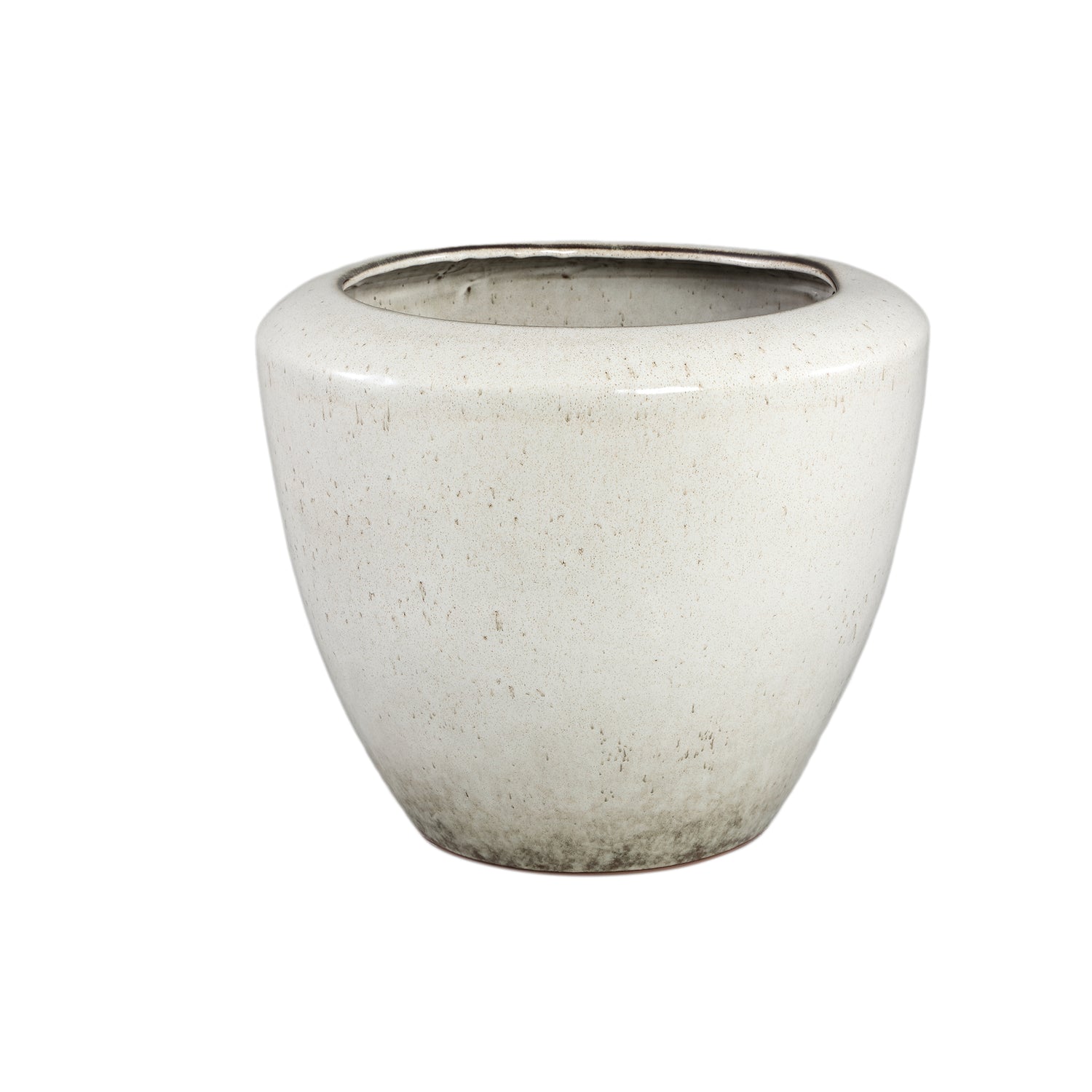 Kyleigh Beige Ronde Keramische Pot Glad Laag XL 37.5x45x45 cm