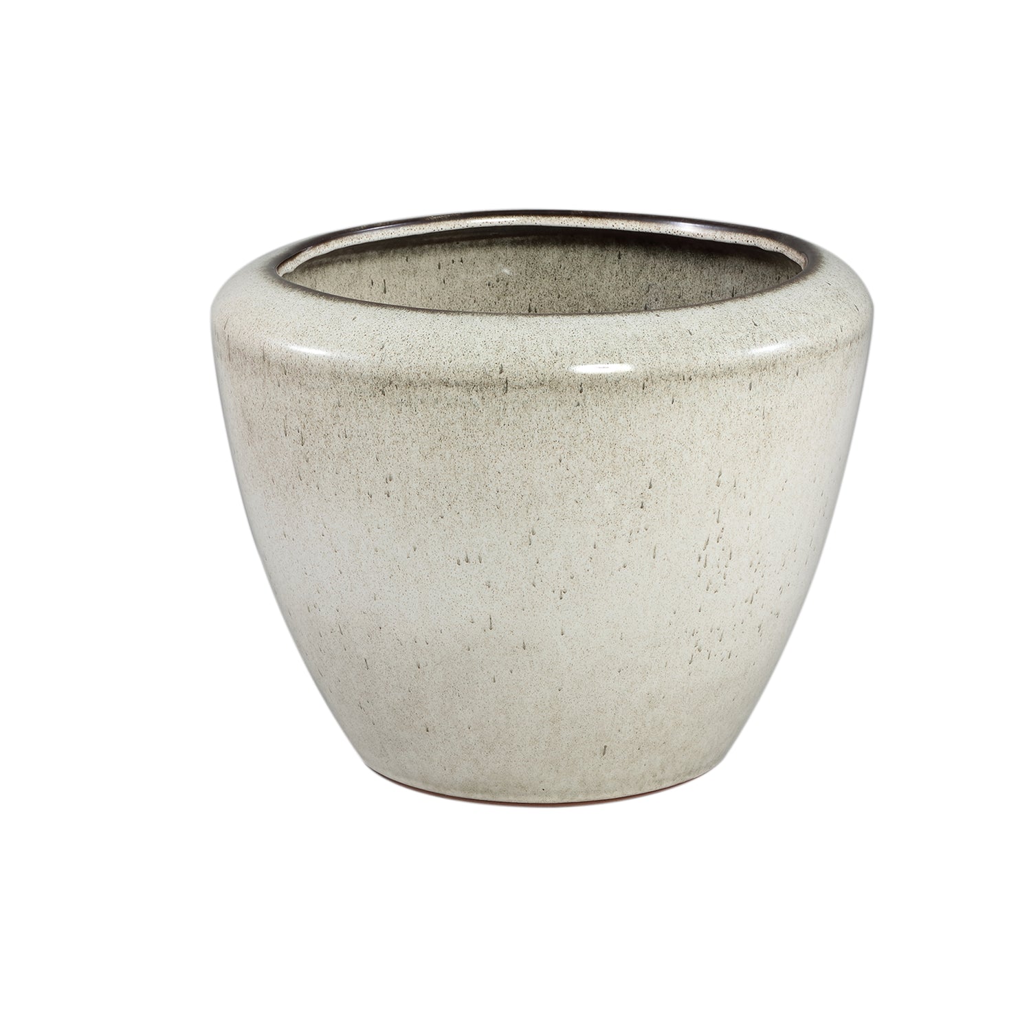 Kyleigh Beige Ronde Keramische Pot Glad Laag L 30x39x39 cm