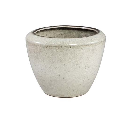 Kyleigh Beige Ronde Keramische Pot Glad Laag L 30x39x39 cm