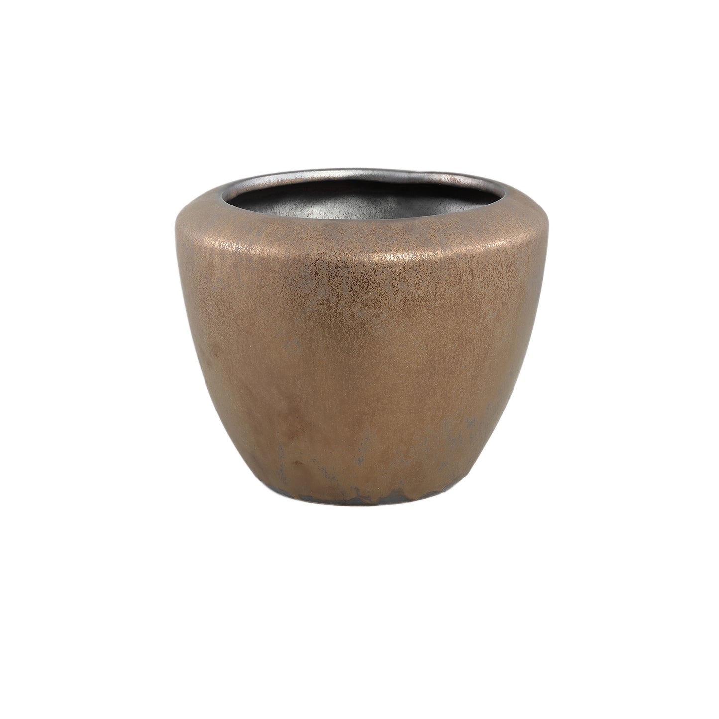 Kyleigh Brons Ronde Keramische Pot Glad Laag Set van 2 - 2 Sets 24x29.5x29.5 cm