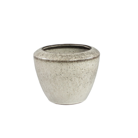 Kyleigh Beige Ronde Keramische Pot Glad Set van 2 Stuks - 2 Sets 19.5x25x25 cm