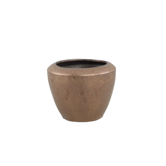 Kyleigh Brons Ronde Keramische Pot Glad Laag Set van 4 Stuks - 4 Sets 16x19.5x19.5 cm