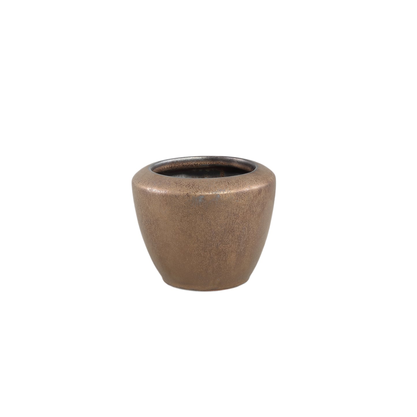 Kyleigh Bronzen Ronde Keramische Pot Glad Laag Set van 8 - 8 Sets 12x15x15 cm